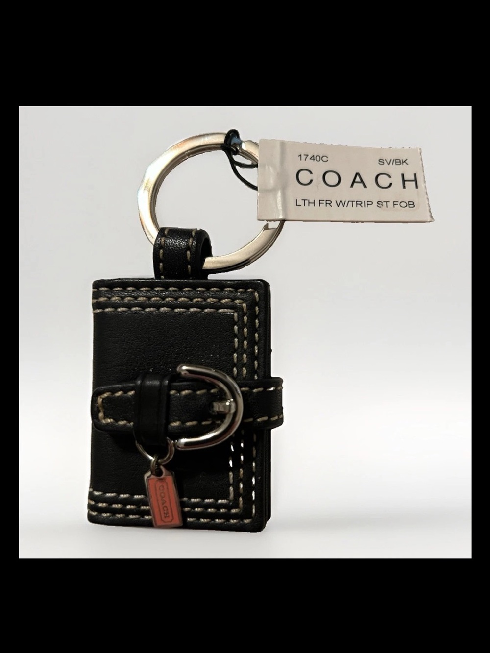 Coach Mini Black Leather/Pink Mini Hangtag Photo Book, Charm, 2004 Style: #1740C